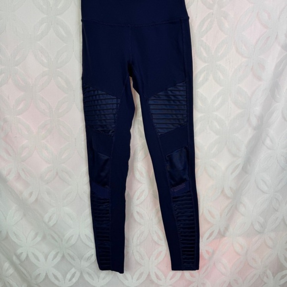 Alo Yoga Womens Navy Blue High Waist Moto Leggings W5494R Size Small - Picture 12 of 13